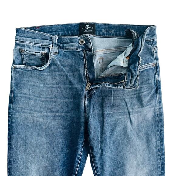 7FAMK Mens Luxe Sport Adrien Straight Fit Jeans Size 33 Medium Blue - Picture 3 of 10